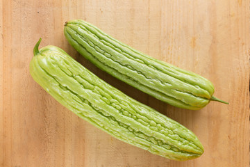 Top view of Bitter on wooden background