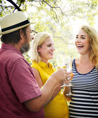 Diverse People Outdoors Hanging out Concept