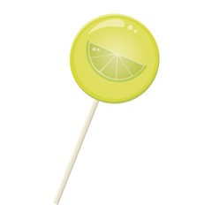 Lemon lime slice  lollipop lolly pop on a white background