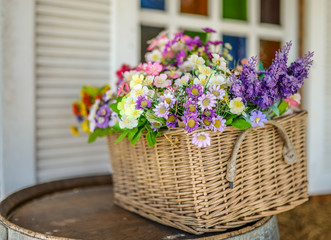 Beautiful flower in busket