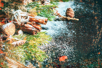 Christmas Spices Cinnamon Nut Fir Shabby Effect