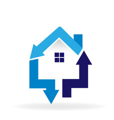 House arrows logo. Construction and air conditioning concept