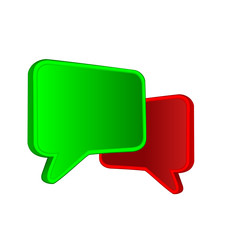 Naklejka premium Green and Red overlapping speech bubbles icons