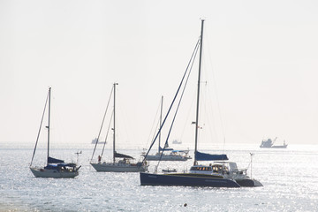 Ship yachts on the sea in summer season