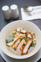 pork noodle soup with vegetable