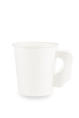 White paper coffee cup isolated on white. Clipping path.