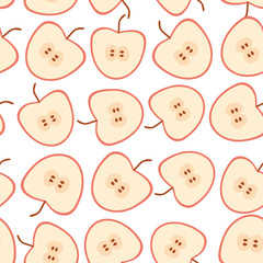 Seamless pattern with apples on the white background.