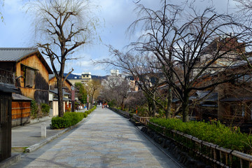 京都-祇園の石畳の路地
