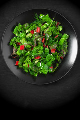 Leafy vegetables salad in plate