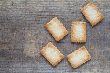 Piece of Mini coconut biscuit on wood table background