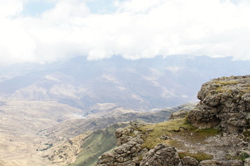 View from Bwahit pass to Rash Dashen in clouds, Ethiopia