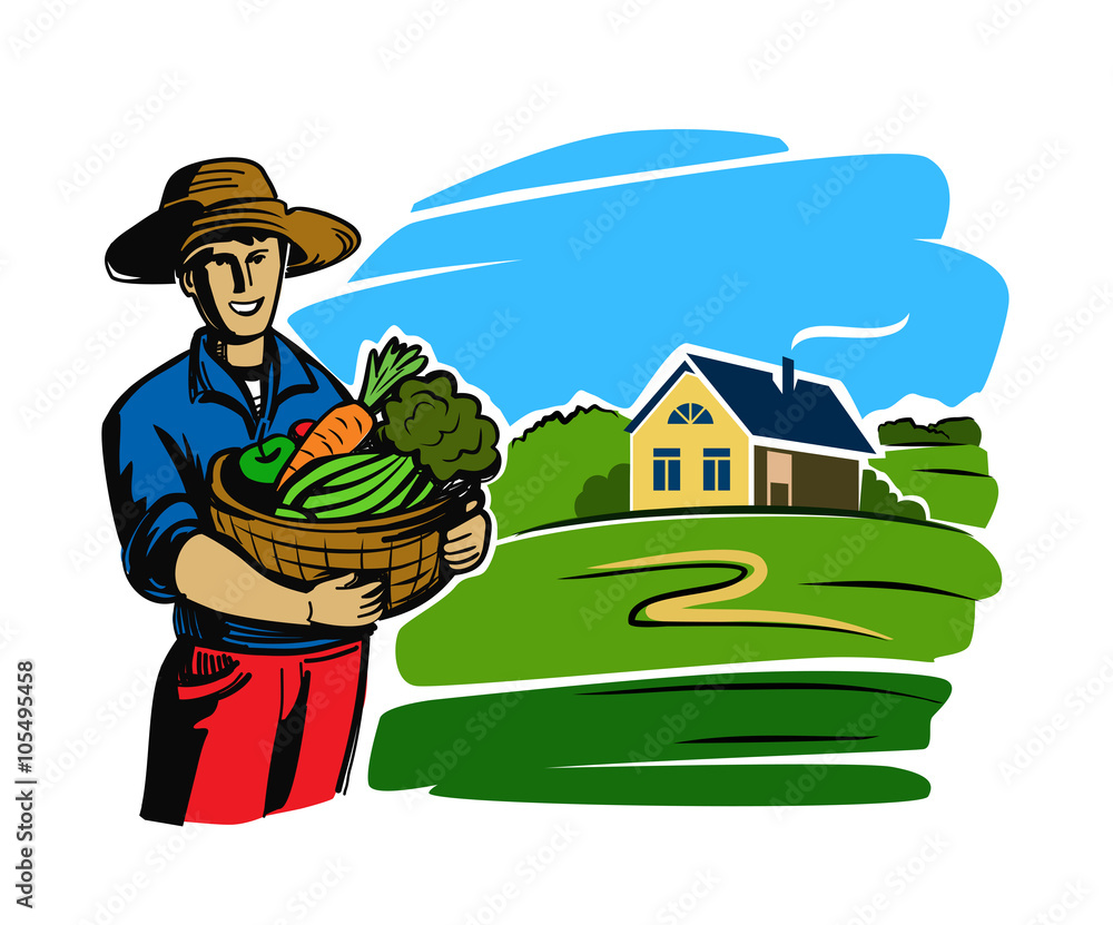 Wall mural color black farmer