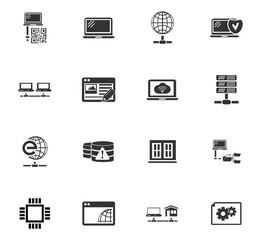 Internet, server, network icons set