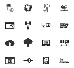 Internet, server, network icons set