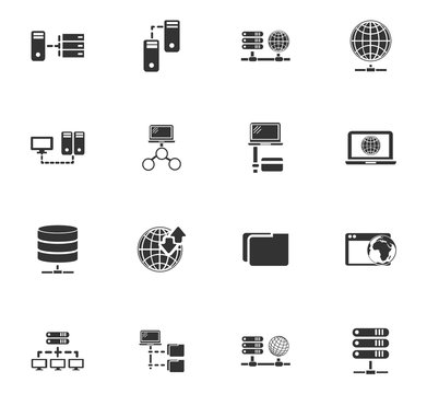Internet, server, network icons set