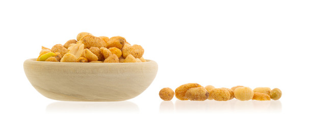 Fresh mixed salted nuts in a bowl, peanut mix