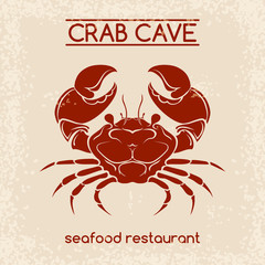 Crab seafood emblem template 