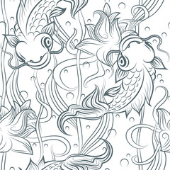 Koi fish seamless pattern