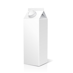 Juice and milk blank white carton boxes  3d. Isolated object. Vector illustration. Mock-up packages