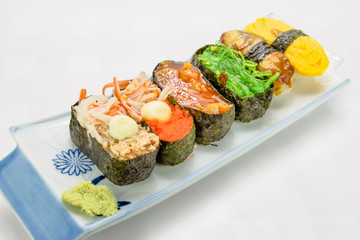 Sushi set on background,Japanese seafood