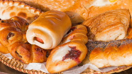 delicious fragrant fresh cakes and buns