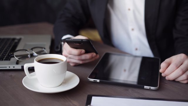 Using smart watch smartphone tablet laptop and computer