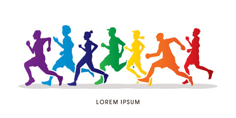 Running , Marathon designed using colorful colors graphic vector. 