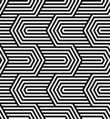 Vector naadloze textuur. Moderne abstracte achtergrond. Herhaald zwart-wit patroon van veelhoekige lijnen die geometrische vormen vormen.