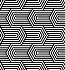 Gardinen Vektor nahtlose Textur. Moderner abstrakter Hintergrund. Wiederholtes monochromes Muster polygonaler Linien, die geometrische Formen bilden. © alla_ko