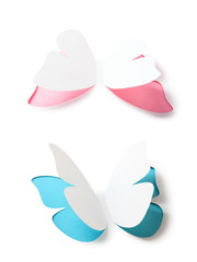 Image of abstract pink and blue butterflies handmade.ECO background.