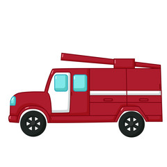 Red fire engine car icon, cartoon style