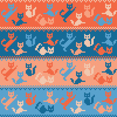 Seamless vector background with pixel cats. Print. Cloth design, wallpaper.