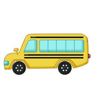 Yellow school bus icon, cartoon style