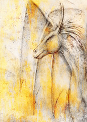 pencil drawing dragon on old paper background.