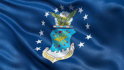 4K United States of America Air Force flag waving in the wind. Seamless loop with highly detailed texture.