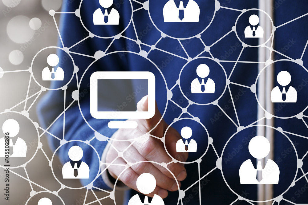 Poster business button media connection web computer virtual