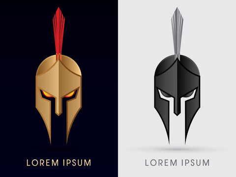 Roman or Greek Helmet , Spartan Helmet, Head protection, warrior graphic vector.