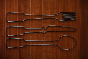 Symbol for restaurant menu, with spoon, knife and fork