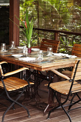 Served table at summer terrace cafe