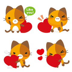 ネコとーく。三毛猫 ハート