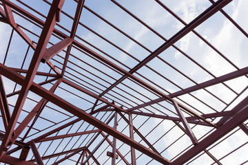 structural steel beam on roof of building residential