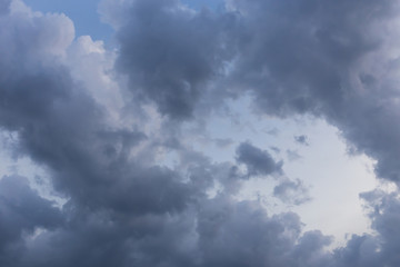 black cloud on blue sky, bad weather background