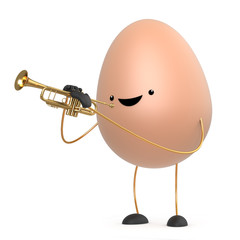 3d Cute toy egg blows a mean trumpet
