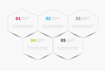 infographics polygon background / vector 5 options or steps with hexagon for business promo