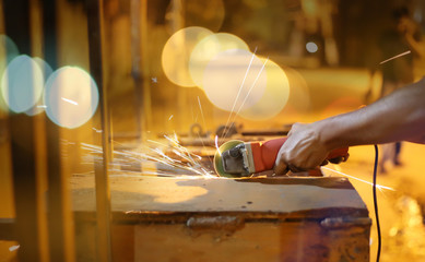 Metal sawing close up with blur background