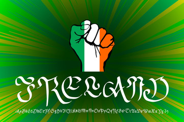 Hand drawn black ink vector isolated  lettering "Ireland" on white background.