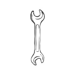 hand draw wrench isolated on white vector