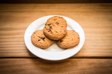 Chocolate chips cookies  on the white dish 2