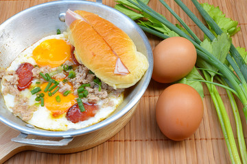 Eggs pan breakfast.