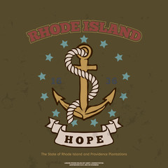 Anchor with rope and hope. Design elements. T-shirt print